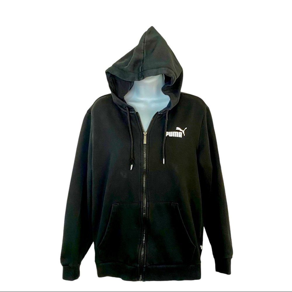PUMA Black Hooded Zip Up Sweatshirt Jacket Coat Small Casual Active